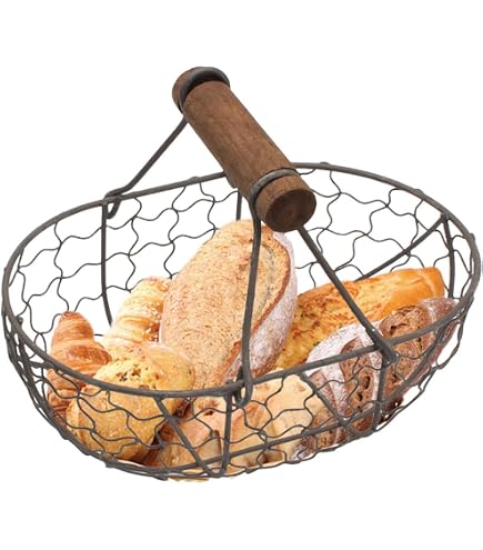 CVHOMEDECO. Lot De 2 Corbeilles à Fruits En Métal Noir - Paniers Rustiques Pour Œufs, Cueillette Et Rangement Cuisine Corbeille Métal Primitive