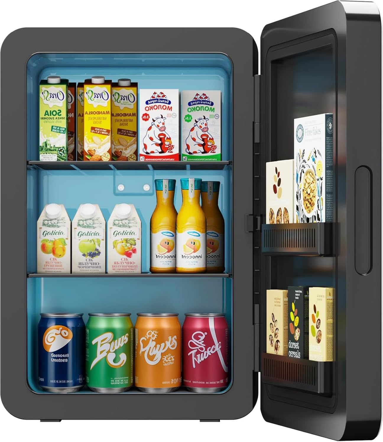 MoraRise Mini Fridge 22L/30 Cans Portable Cooler & Warmer Mini Fridge for Bedrooms with Adjustable Shelves, AC+12V DC Small Fridges for Office, Car, Travel,Home, Skincare, Drinks & Cosmetics (Black)