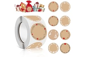 ENAIAH Naklejki na Boże Narodzenie, 500 sztuk, 4 cm, samoprzylepne, okrągłe, naklejki bożonarodzeniowe do opisywania, samoprzylepne naklejki na prezent, na imprezę, opakowanie prezentowe, koperta