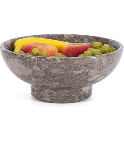 Handgemaakte oceanische marmeren fruitschaal - 25,5 cm decoratieve kom voor aanrecht en salontafel, ideale bananenhouder en snoepkom, stijlvolle moderne woondecoratie