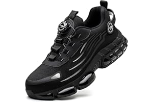 PENXZT Safety Shoes Mens Women Steel Toe Cap Trainers with Rotary Buckle Lightweight Work Shoes Comfortable Protective Industrial Sneakers