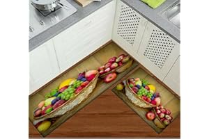 TEXTILE HOME HOME DÉCOR Textile Home 3D Non Slip Kitchen Floor Mats Fruit Mats Washable Kitchen Rug Small & Large Kitchen Floor Mats (Fruit Mats Fruit Basket, 50 x 70 cm)