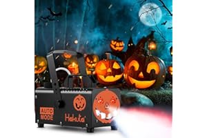 Hakuta Máquina de Humo Profesional con 6 Luces LED RGB, 2300 CFM - Niebla Automática para Halloween/Navidad/Bodas, Control Remoto y Soporte Colgante