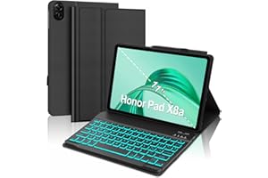 FOGARI Custodia con Tastiera per Honor Pad X8A 11"(2024), Tastiera Bluetooth Retroilluminata a 7 colori, Custodia minimalista moderna ultrasottile a 360°, Con Slot per Matite, Italiana QWERTY Layout, Nero