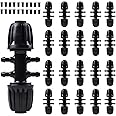 Kalolary 20PCS Barbed Tee Connectors Drip Irrigation, 1/2 inch to 1/4 inch Irrigation Tube Anti-Drop Premiun Quality Fitting (fits 13mm ID/ 4mm ID) (Black)