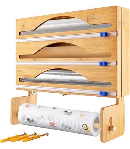 Wandrollenhalter Küche Aus Holz - Alufolien Spender Mit Folienschneider