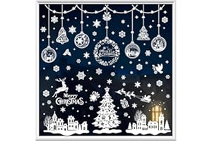 ERBO Obrazy na okno, Boże Narodzenie, dekoracja bożonarodzeniowa, biała, dekoracja okienna na Boże Narodzenie, dwustronne obrazy na okno wielokrotnego użytku, dekoracja bożonarodzeniowa (9 arkuszy, 20