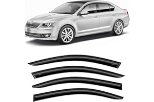 CLIM ART Deflettori auto per/compatibile con Skoda Octavia III 2013-2019 deflettore auto, deflettori aria, sopraelevati, 4 pezzi