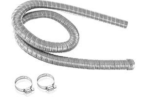 autozen Heater Exhaust Pipe, 120cm two-layer Stainless Steel Exhaust Pipe with 2 Clamps generator exhaust hose for Diesel Gas Vent Hose Heating
