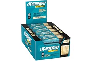 Enervit Pure-Pro Protein Bar 50% White Blast, Barretta Proteica, 28g Proteine, Per Crescita della Massa Muscolare, Post Workout, Gusto Cioccolato Bianco, Low sugar, Senza Glutine, 25 Barrette da 55g