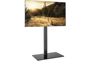 FITUEYES Stojak pod telewizor, regulacja wysokości, obrotowy, do telewizorów płaskich i zakrzywionych o przekątnej od 32 do 60 cali, maks. do 30 kg, VESA 600 x 400, czarny