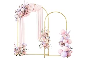 Lilbitty 2er Set d'arche de Mariage en métal, Arche à Ballons pour Noces d'or, Anniversaire et fête, Fond décoratif avec Support, Montage par vis