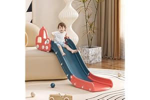 FUKEA Sofa Slide, Toddler Slide Indoor Kids Slide with Extended Length, Baby Car Slide for Bed Couch Slide for Toddler Age 1-3, Red