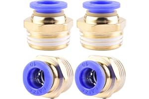 ANGEEK 4 Stück 10mm 1/2′′PT Außengewinde gerade Push to Connect Fittings Einsteckschlauch Pneumatik Schnellverbinder
