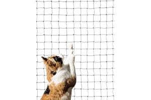 QWORK® Filet de Protection Chat renforcé de Fil d'acier, avec kit de Fixation, 8x3m, Noir pour balcons, Portes extérieures et fenêtres