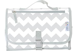 TIDDLERS & NIPPERS tiddler Easy-Change mat | Portable Baby & Toddler Travel Changing Mat | Expandable, Lightweight & Wipe Clean | Multiple Zipped Pockets, Padded Lining, Detachable Clutch (Yeah Chevrons!)