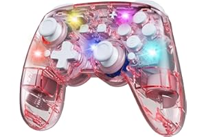 PALPOW Switch 2 Pro Controller Compatible with Switch 2/OLED/Lite,Wireless Hall Effect Switch Controller, RGB Switch Pro Controller, Bluetooth Gamepad with 7 LED Colors/Wake Up/Dual Shock/Turbo - Pink