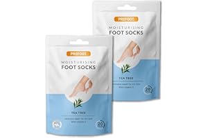 Profoot Moisturising Foot Socks, Intensive Repair Treatment for Dry Cracked Heels, Hydrating Foot Mask with Vitamin E and Tea Tree to Soften and Smooth Skin - 2 Pack