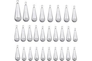 Roosea 28 Pcs Pesas De Pesca Plomo de Pesca Sinker Pesos de Pesca Plomos De Pera Agua Plomada De Pesca Plomos de Pesca Surfcasting para Pesca de Mar y Agua Dulce 10g/15g/20g/30g /40g /50g