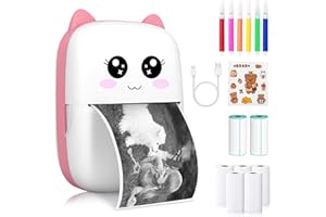 Riokko Mini Stampante, Stampante Fotografica Mobile, Mini Stampante Fotografica per Smartphone, Stampante per Adesivi, Stampante Fotografica Termica per Diario, Promemoria (Rosa)