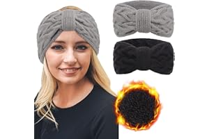 DRESHOW Stirnband Damen Winter Stirnbänder Strick, Haarband Ohrenwärmer, Dickes Fleecefutter Haarbänder Verdicken Headwrap Kopfband für Damen