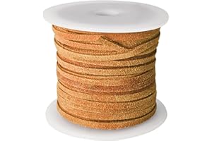 esnado Wildlederband, Lederband flach | Breite: 3 mm | Dicke: 1,5 mm | Länge: 25 Meter | Farbe: Curry | ECHTES Leder - pflanzlich gegerbt | zum Basteln und zur Schmuckherstellung