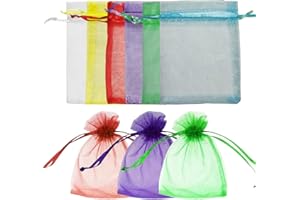 vaolmlop 60 Pcs Organza Pouches,7x9 cm Small Gift Bags,Jewelry Bags with Drawstring,Mini For Wedding,Christmas,Party Supplies(Six colors)