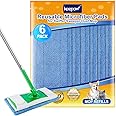 KEEPOW Reusable Mop Pads for Swiffer Sweeper 2-in-1 Mops, Reusable & Washable Sweeper Refills for Wet and Dry Sweeping, Blue, 6 Pack (Mop is Not Included)