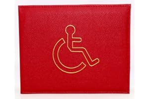 Soft Leather Disabled Badge Holder Wallet Disability Parking Badge Cover Holder by Hithika Disabled Blue Badge Display Holder (Red)