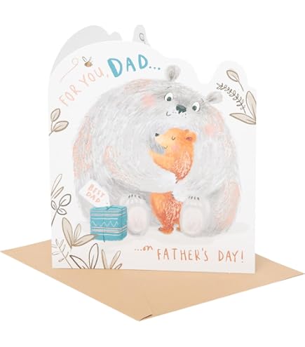 UK Greetings Biglietto Festa Del Papà "Grrrreat" Con Leone E Cuccioli - 159x184 Mm, Busta Inclusa, FSC