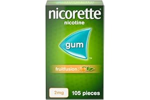 Nicorette Fruitfusion 2mg Gum (105 Pieces), Discreet Stop Smoking and Stop Vaping Aid, Helps Tackle Cravings and Withdrawal Symptoms, Nicotine Gum with Pleasant Fruit Flavour (Quit Smoking or Vaping)