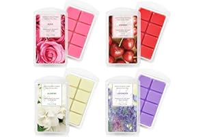 Scent-Hi Duftwachswürfel, Wachswürfel, 100% Sojawachs-Würfel, für Heimdekoration Wachserwärmer, 4 x 2,5 oz, Rose, Lavendel, Jasmin, Kirsche Duftwachs