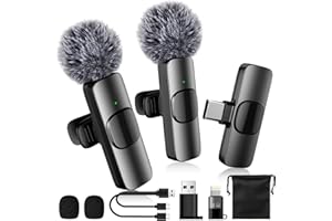 ihakkason Wireless Lavalier Microphone for iPhone, Android, and Computers – Mini Mic for Video Recording, Streaming, Interviews, YouTube, TikTok, and Vlogging – Plug-and-Play with Noise Reduction
