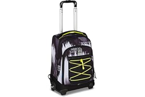 Mitama Trolley Scuola Dr.Trolley #BDBF GLITCH, Nero, Zaino Doppio Scomparto, Spallacci a Scomparsa, Trolley Scuola Media e Superiore, Bagaglio a Mano, Ragazzo