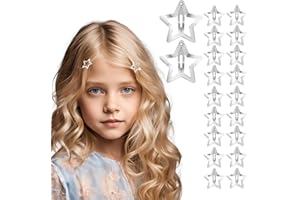 NOKWOCY 20 fermagli per capelli a stella, 3 cm, oro e argento, in metallo, accessori alla moda e raffinati, versatili (argentato, 20 pezzi)