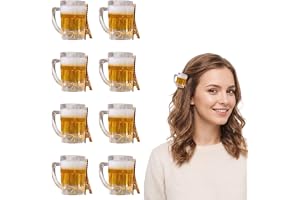 EPMOCN 8 st gul ölhårklämma - hårtillbehör för oktoberfest och temafest - rolig ölmugg för kvinnor och flickor
