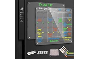 HONECUMI 40x30cm Tableau Transparent Frigo Calendrier MagnéTique Frigo Tableau, Acrylique EffaçAble Tableau Menu Semaine Planning Frigo Magnetique, Set tableau blanc magnétique pour réfrigérateur (Lot De 2)