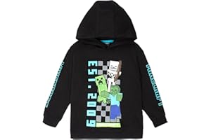 Minecraft Boys Hoodie with Kangaroo Pocket 100% Cotton Gaming Warm Sweatshirt for Kids 5-12 Years Gift for Boys