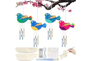 Bomtop 8 Stück 3D Vogel Windspiel Bastelset basteln kinder Holzbastelsets für Kinder Mitgebsel Kindergeburtstag Party Kleine Geschenk für Jungen Mädchen