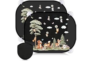 TOBRIAVOR 2 PCS Pare Soleil Voiture Bébé Enfant,Pare Brise Vitres Latérales Protection Solaire UV avec Ventouse Adhésifs Cache Soleil pour Fenêtre Voiture -17.7 * 14.3in