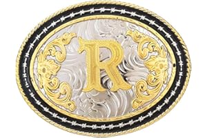 STARBRILLIANT Fibbia Per Cintura Western Da Uomo Grande Fibbia Per Cintura Da Cowboy Fibbia Per Cintura Con Iniziale Cowboy Rodeo Oro Con Lettere A Alla Z