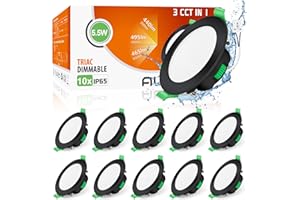 ALUSSO IP65 LED Einbaustrahler 230V Spots Schwarz Dimmbar Flach Deckenspots 5.5W Einbauleuchten Warmweiß Neutralweiß Kaltweiß Einbauspots Deckenstrahler für Badezimmer Wohnzimmer Küche, 10er Set