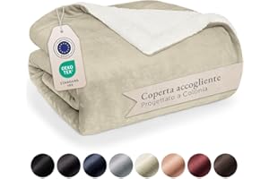 Blumtal Coperta Matrimoniale Sherpa - Coperta Pile - Plaid Divano Super Morbida - Coperta Plaid Matrimoniale Sherpa di Alta Qualità Certificata OKEO-Tex - 220 x 240 cm - Sabbia