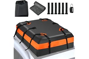 HOMFME 15 Cubic Feet Car Roof Bag, Waterproof 840D PVC Rooftop Cargo Carrier Box with Non-Slip Mat, 6 Door Hooks, Straps and Combination Lock, 424L Roofing Luggage Storage Bag for SUV Car