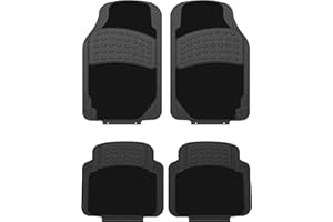 ZENO Car Mats 4 Piece Set | Car Mats Universal | Rubber & Carpet Car Mat Set | Non-Slip Car Floor Mats for Cars, Trucks & Vans | Waterproof Universal Car Mat | Suitable for All Weather & All Vehicles