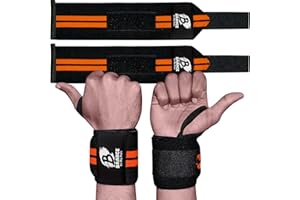 BRANCE Heavy Duty Professional Standard Power Weight Lifting Wrist Wraps - Supports Gym Training Fist Straps - Sold as Pair & One Size Fits All