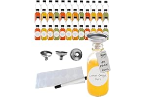 SMITHS MASON JARS Smith's Mason Bottole 48 pezzi senza perdite di vetro piccolo 2oz (60ml) Bottiglie con Funnel di versamento. Ideale per oli essenziali, scatti di zenzero, miniatura e decorazione matrimoniale