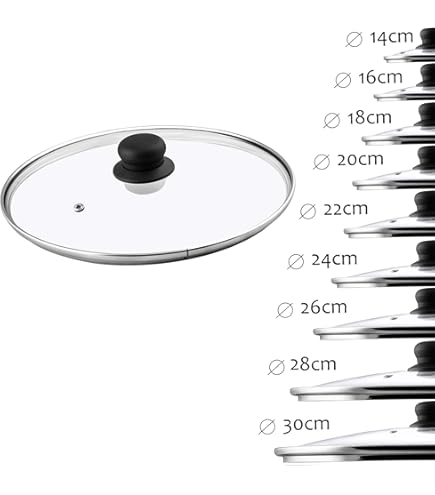 TrAdE Shop Traesio - Coperchio In Vetro Temperato Per Pentola Padella Ricambio O16 A 32cm Pomello Effetto Legno Diametro 20cm 89051087 - Foto 6