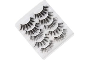SIXSTARHAIR 5 Pares Pestañas Postizas Naturales Estilo 5 Hecho a Mano Reutilizables Pestañas Suaves y Esponjosas Pestañas Negras Fáciles de Llevarse Natural Wispy Eyelashes