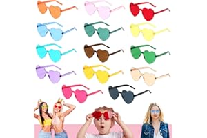 YAAVAAW 14 pièces Forme Différentes Lunettes de Soleil Sans Cadre Fête,Lunettes Couleur Candy Transparente pour Hommes Femmes Enfants,Accessoires pour Photobooth Festival Disco Bachelorette Party Anniversaire